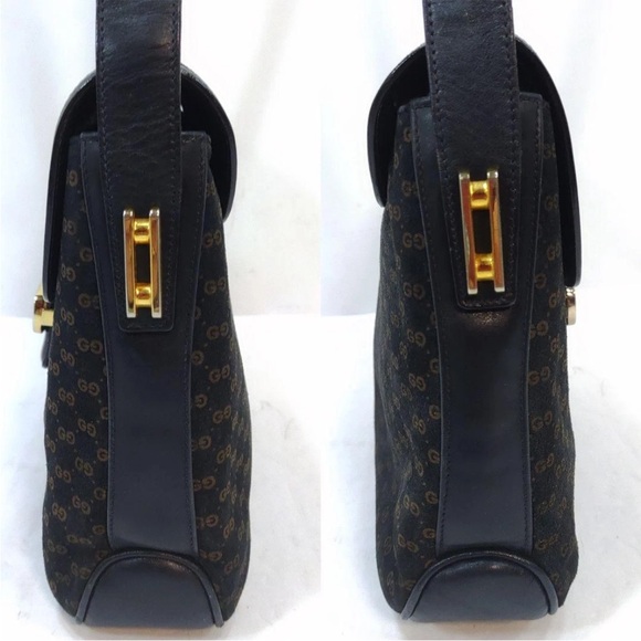Gucci Navy Leather Bag with Gold Logo - Picture 3 of 10